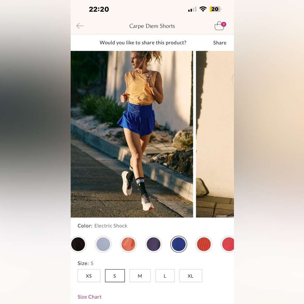 Free People Carpe Diem Athletic Running Shorts electric shock